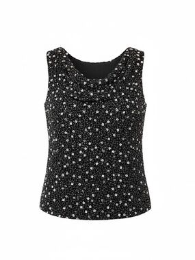 Black Sequin Embellished Sleeveless Tank Top